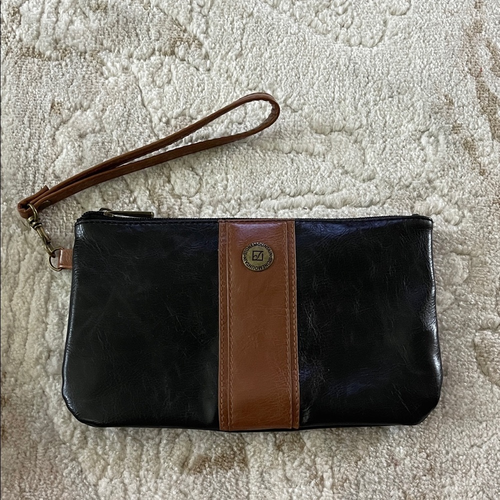 Black and Brown Leather Wristlet